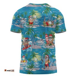 Amazing Aussie Australia Surfing Christmas T-shirt - Tropical Santa Surfing Funny T-shirt
