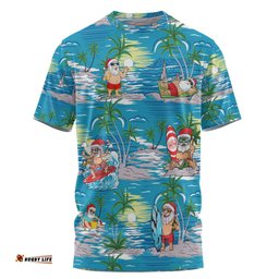 Amazing Aussie Australia Surfing Christmas T-shirt - Tropical Santa Surfing Funny T-shirt