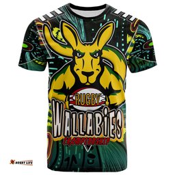Amazing Aussie Wallabies Rugby T-shirt - Custom Kangaroo Rugby Championship Sport Aboriginal Inspired Culture Personalised Player And Number T-shirt