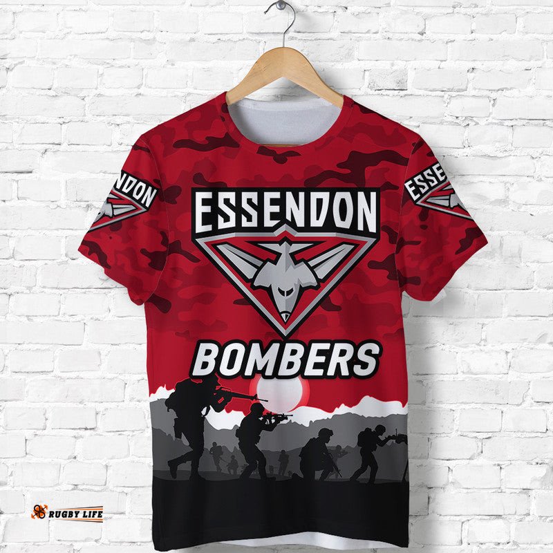 essendon bombers anzac t shirt simple style red