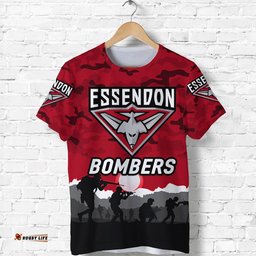 essendon bombers anzac t shirt simple style red