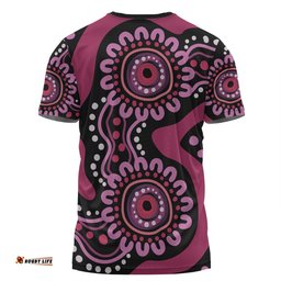 Amazing Aussie Australia Dot Painting Inspired Aboriginal T-shirt - Pink Flowers Aboriginal Dot Art T-shirt