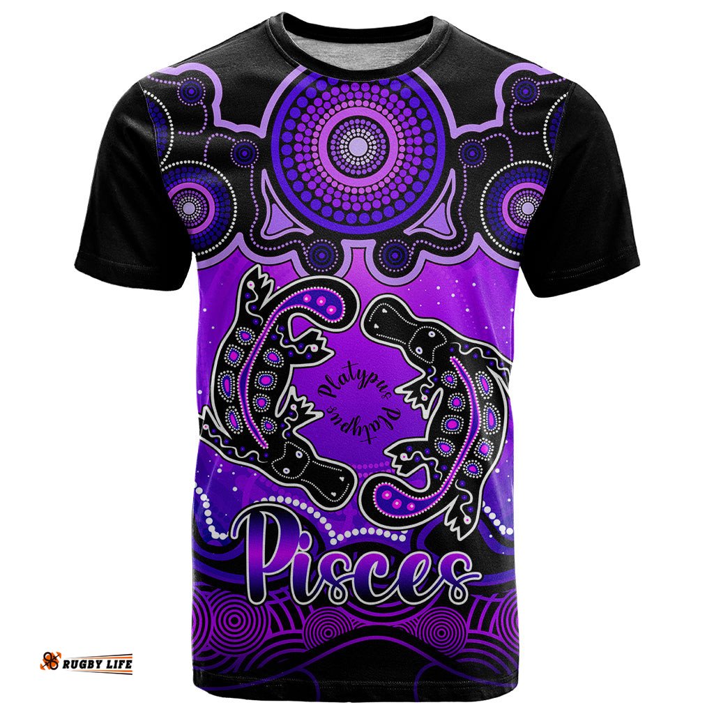 personalised australia pisces platypus zodiac t shirt auz astrology aboriginal purple