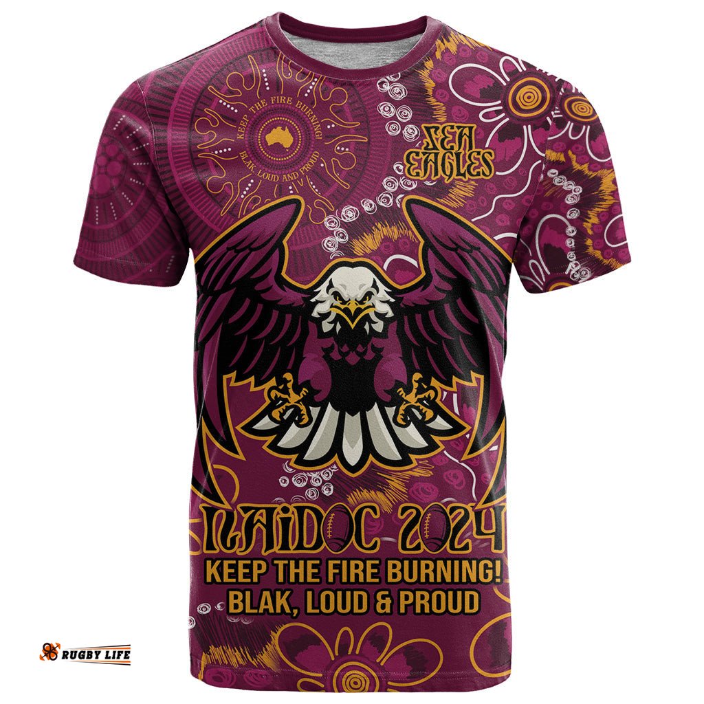 personalised sea eagles naidoc week 2024 t shirt aboriginal fire burning sparks