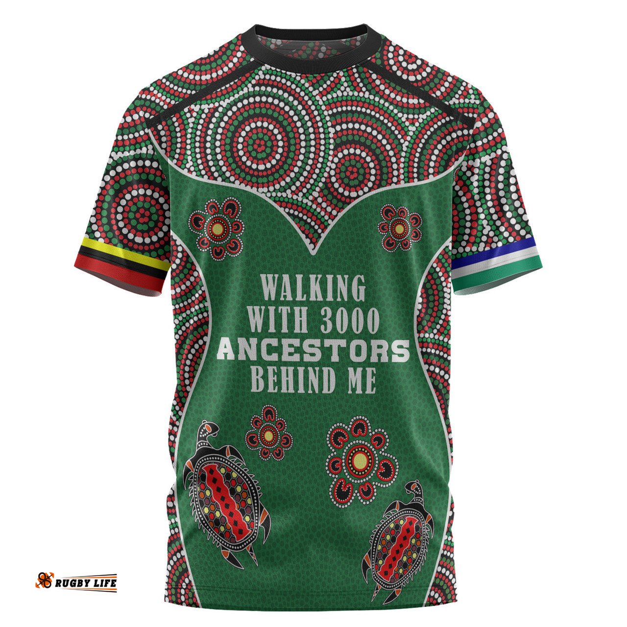 Amazing Aussie Australia Aboriginal T-shirt - Walking with 3000 Ancestors Behind Me Green Patterns T-shirt