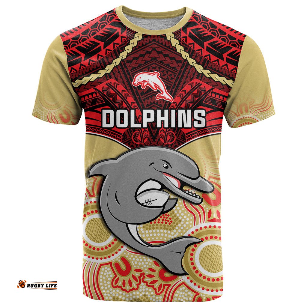 personalised dolphins rugby t shirt aboriginal mix polynesian pattern