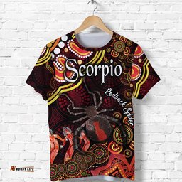 custom personalised australian astrology t shirt scorpio redback spider zodiac aboriginal vibes red