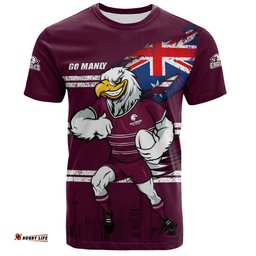 Amazing Aussie Manly Warringah Sea Eagles T-Shirt Custom For Die Hard Fan Australia Flag Scratch Style