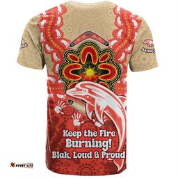 Amazing Aussie Redcliffe Dolphins T-Shirt Aboriginal Inspired Naidoc Symbol Pattern