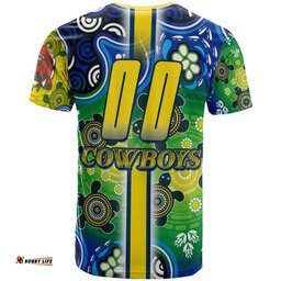 Amazing Aussie North Queensland Cowboys T-shirt - Custom North Queensland Cowboys Logo Aboriginal Inspired Indigenous Sport Style T-shirt