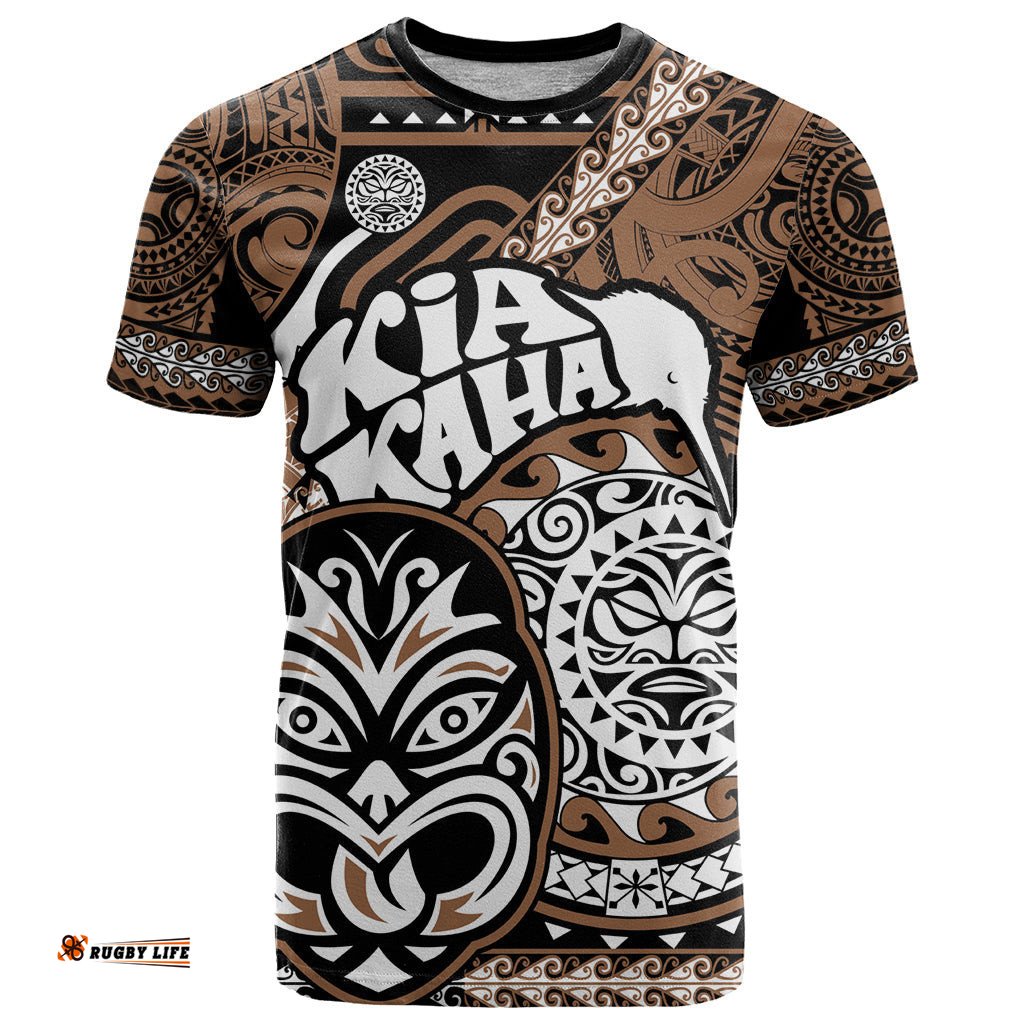 personalised te reo maori new zealand t shirt aotearoa kia haka maori tribal tattoo gold style