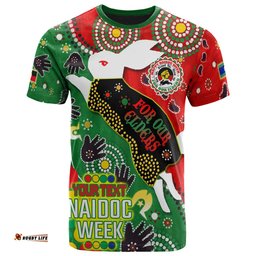 Amazing Aussie South Sydney Rabbitohs T-shirt - Custom Souths Naidoc For Our Elders Watercolour Dot Painting T-shirt