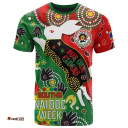 Amazing Aussie South Sydney Rabbitohs T-shirt - Custom Souths Naidoc For Our Elders Watercolour Dot Painting T-shirt