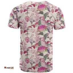 pink cockatoo australia t shirt tropical flowers seamless pattern