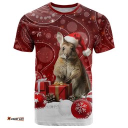 australia christmas wallaby t shirt aboriginal art