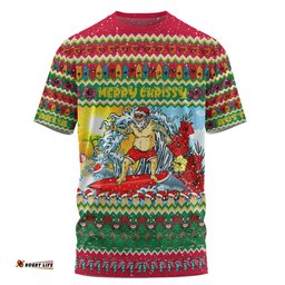 Amazing Aussie Australia Christmas Custom T-shirt - Surfing Santa T-shirt