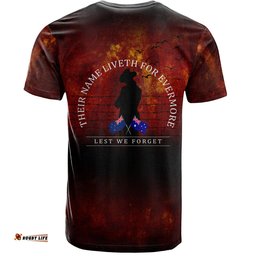 Amazing Aussie Australia T-Shirt - Anzac Day Their Name Liveth For Evermore Dark Grunge Style