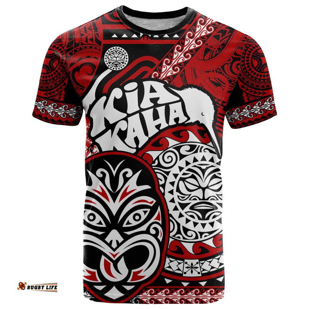 personalised te reo maori new zealand t shirt aotearoa kia haka maori tribal tattoo red style