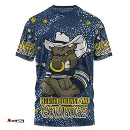 Amazing Aussie North Queensland Cowboys Custom T-shirt - Team With Dot And Star Patterns For Tough Fan T-shirt
