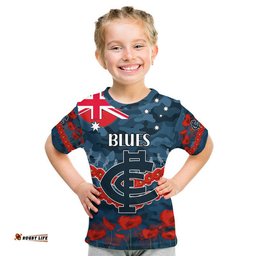 custom personalised blues football anzac t shirt lest we forget