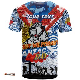 personalised bulldogs anzac day t shirt aboriginal rising sun dt02