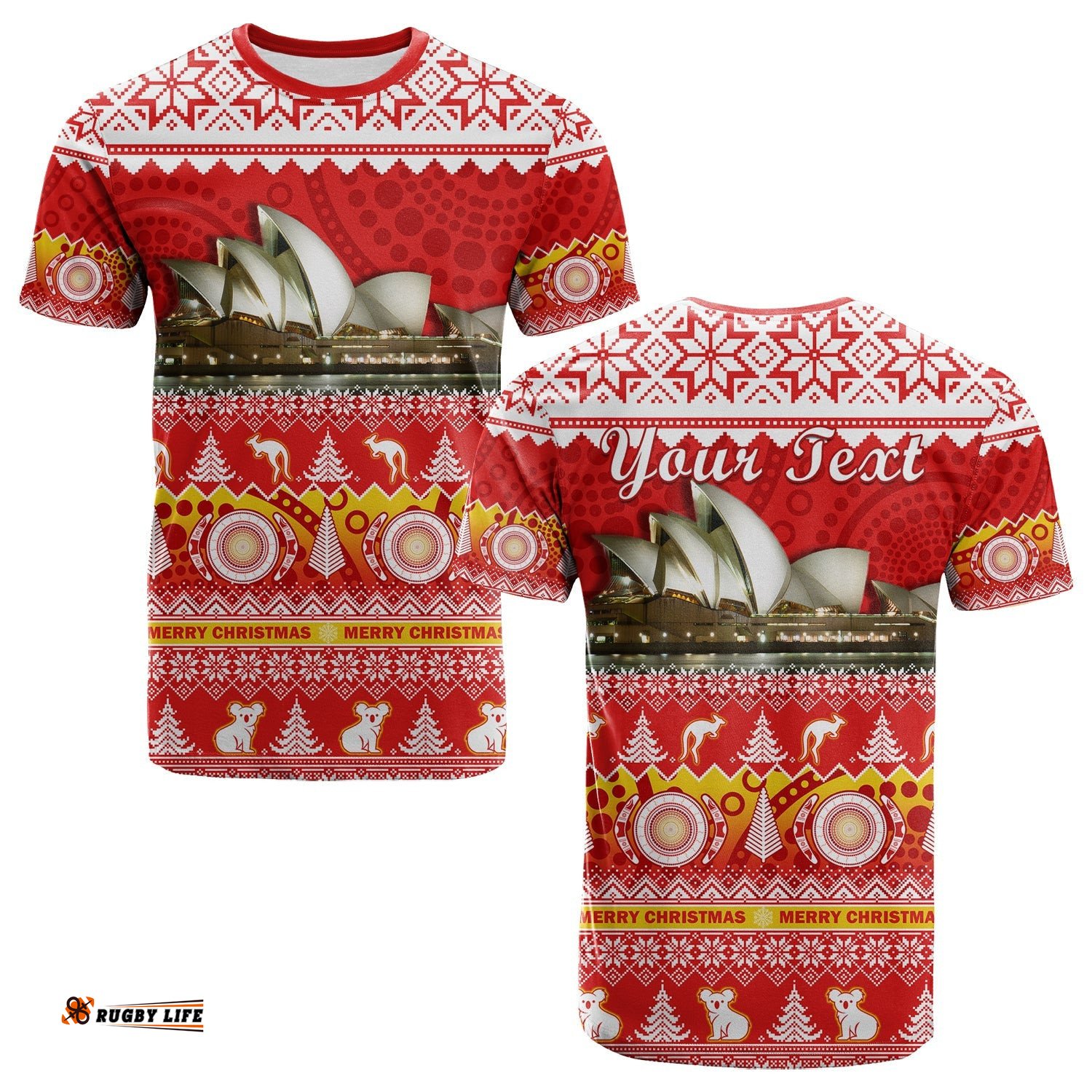 custom personalised australia t shirt sydney opera house aboriginal art merry christmas