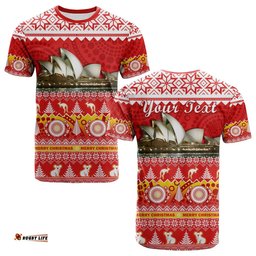custom personalised australia t shirt sydney opera house aboriginal art merry christmas