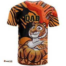 Amazing Aussie Wests Tigers T-shirt - Custom Father's Day West Wests Tigers with Aboriginal Inspired Pattern Dad Of Wests Tigers and Ball T-shirt