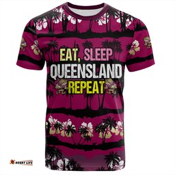Amazing Aussie Cane Toads Sport T-Shirt - Eat Sleep Repeat With Tropical Patterns