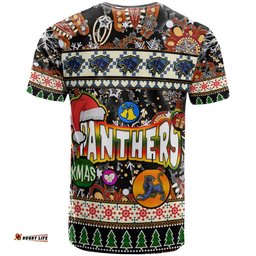 panthers rugby christmas t shirt custom xmas panthers christmas balls snowflake with aboriginal patterns t shirt