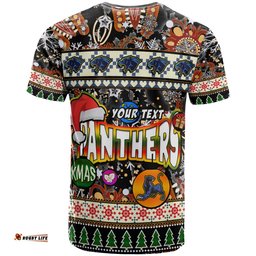 panthers rugby christmas t shirt custom xmas panthers christmas balls snowflake with aboriginal patterns t shirt