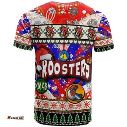 roosters rugby christmas t shirt custom xmas roosters christmas balls snowflake with aboriginal patterns t shirt
