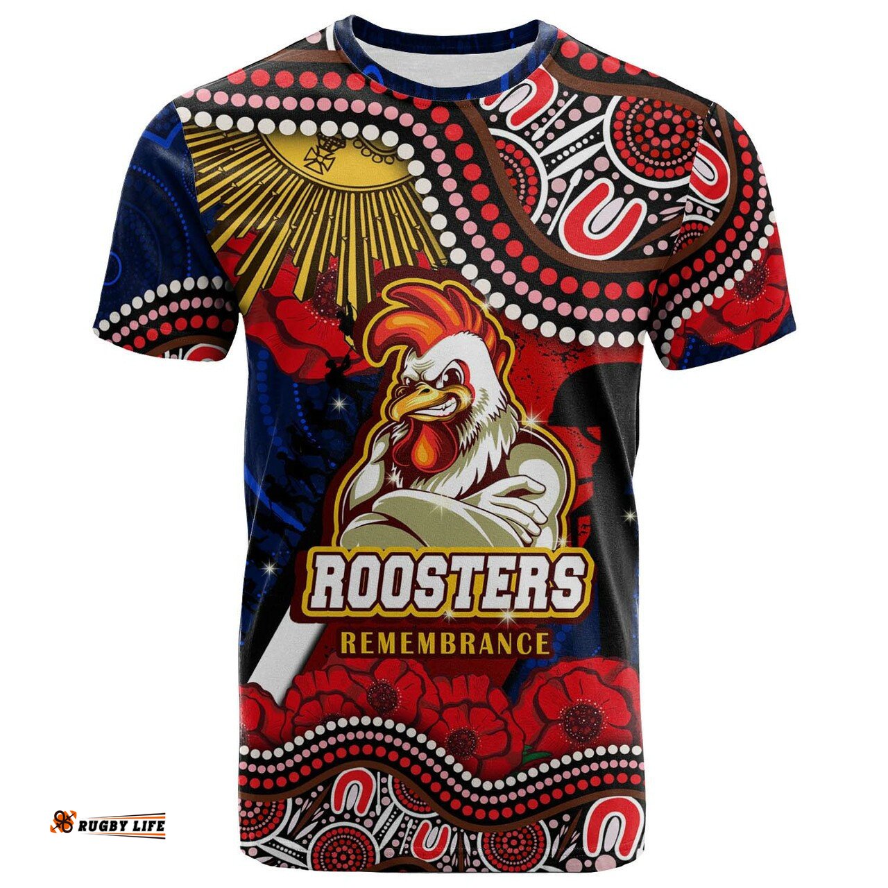 roosters rugby t shirt custom anzac day sydney roosters aboriginal culture t shirt