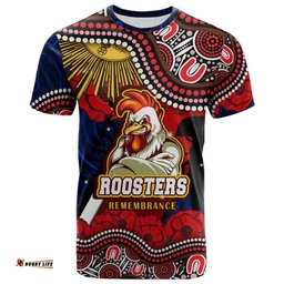 roosters rugby t shirt custom anzac day sydney roosters aboriginal culture t shirt