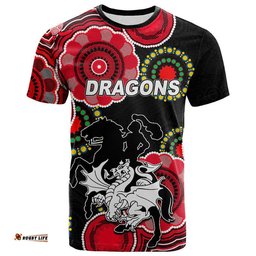 custom personalised dragons rugby aboriginal vibe t shirt black