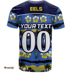 Amazing Aussie Parramatta Eels Sport T-Shirt - Tropical Hibiscus and Coconut Trees