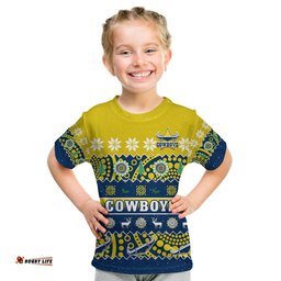 custom personalised cowboys christmas t shirt aboriginal art merry xmas