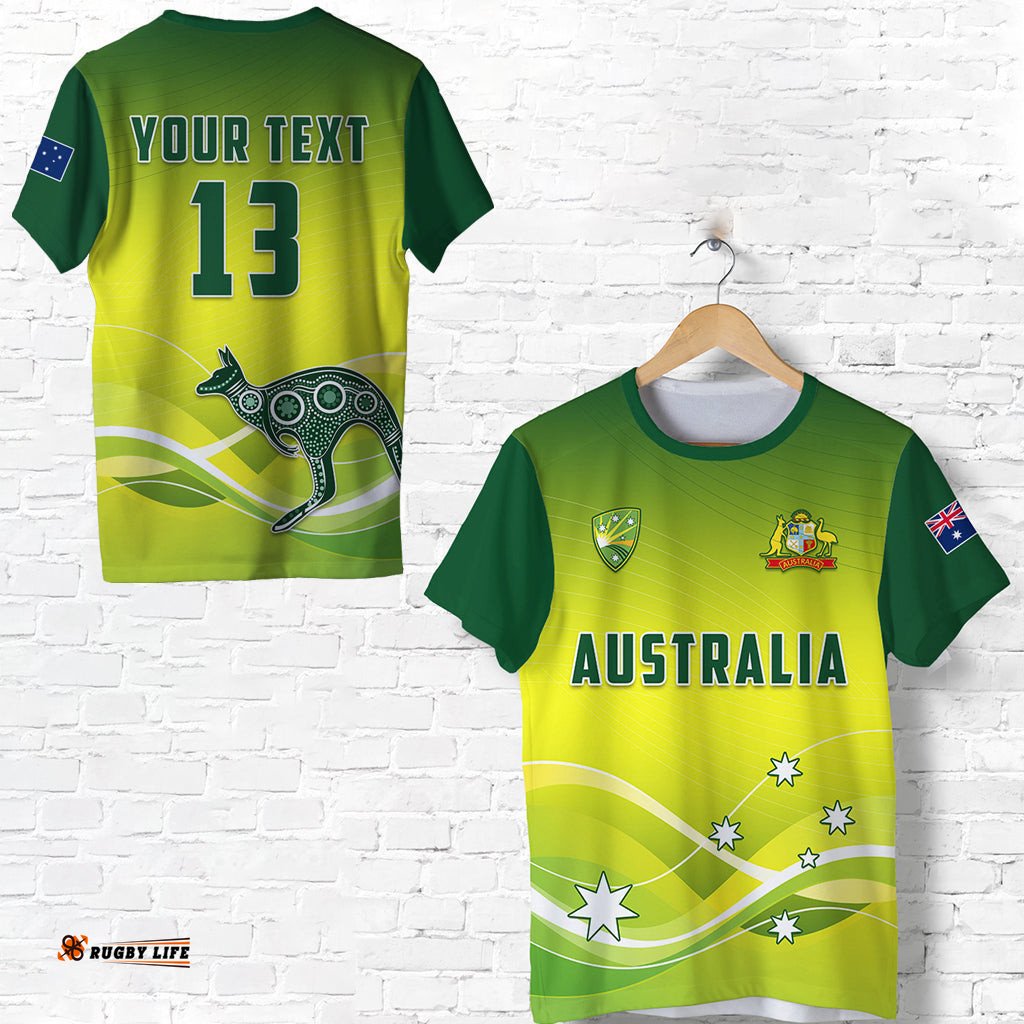 custom personalised cricket australia t shirt simple style custom text and number