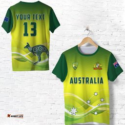 custom personalised cricket australia t shirt simple style custom text and number