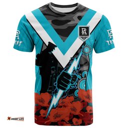 port adelaide football anzac 2023 t shirt power aboriginal mix poppy camouflage