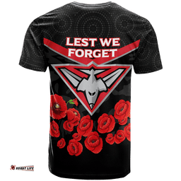 essendon bombers anzac day t shirt indigenous art
