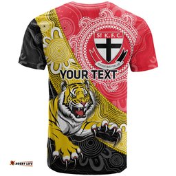personalised richmond and st kilda football t shirt tigers saints together aboriginal art