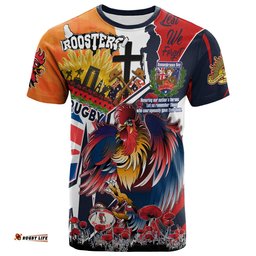 roosters rugby t shirt custom remembrance roosters anzac quote with poppy and rosemary t shirt