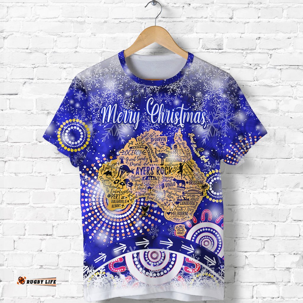 custom personalised australia map christmas t shirt original style blue