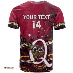 personalised qld maroons rugby t shirt go queensland kangaroo indigenous