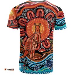 Amazing Aussie Australia T-Shirt Aboriginal Inspired Kangaroo Dreaming Dot Painting Pattern