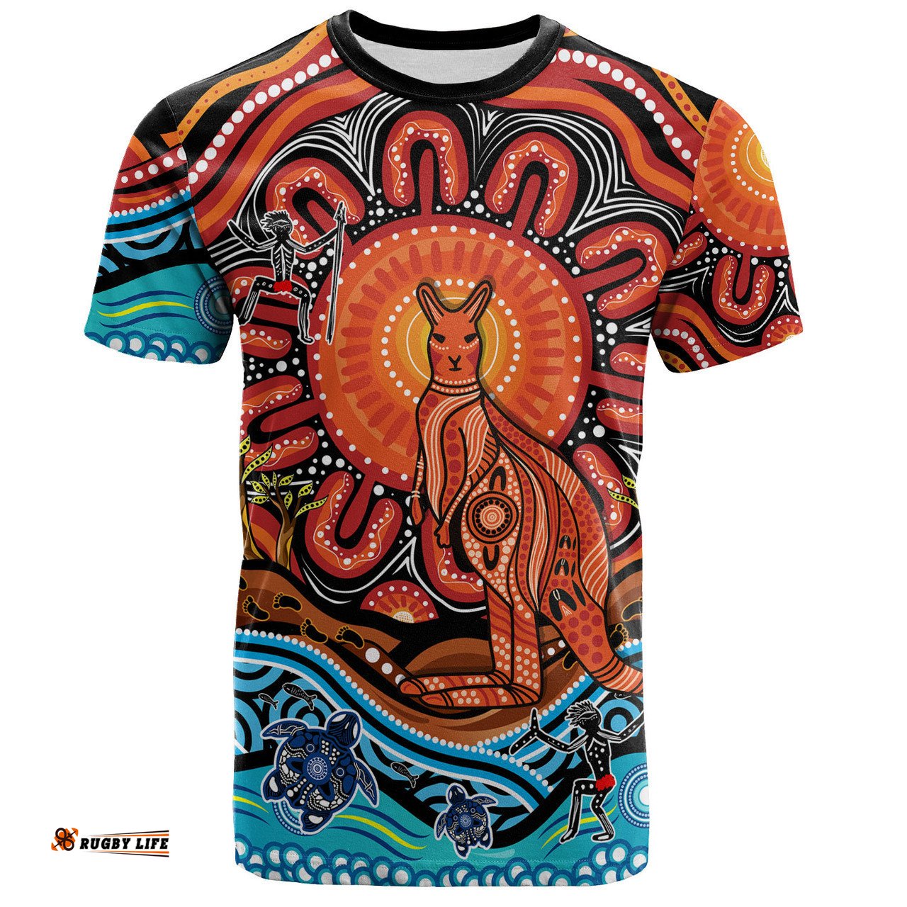 Amazing Aussie Australia T-Shirt Aboriginal Inspired Kangaroo Dreaming Dot Painting Pattern