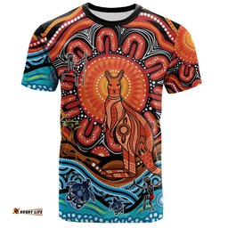 Amazing Aussie Australia T-Shirt Aboriginal Inspired Kangaroo Dreaming Dot Painting Pattern
