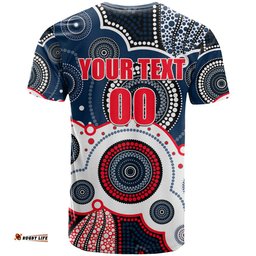 custom personalised and number roosters nrl t shirt aboriginal patterns