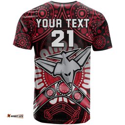 custom personalised bombers football t shirt boomerang indigenous dots